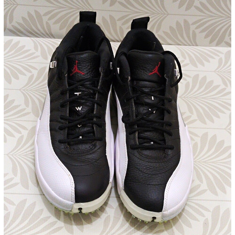 Nike Air Jordan 12 Golf DH4120-010 Mens US 11.5 Black White Spiked
